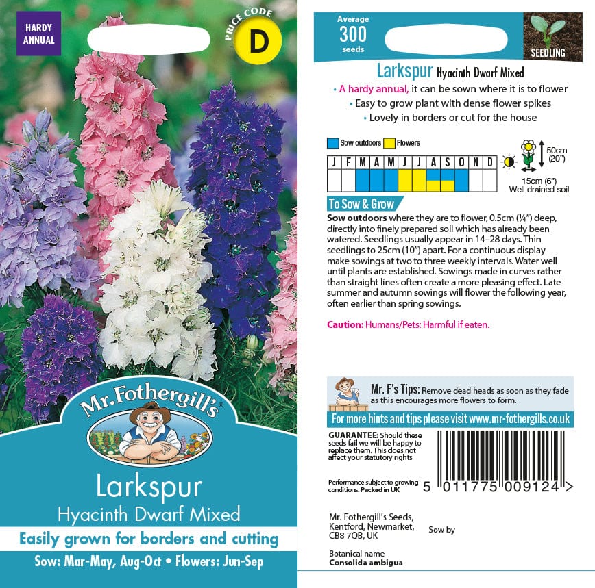 Larkspur Hyacinth Dwarf Mixed Seeds