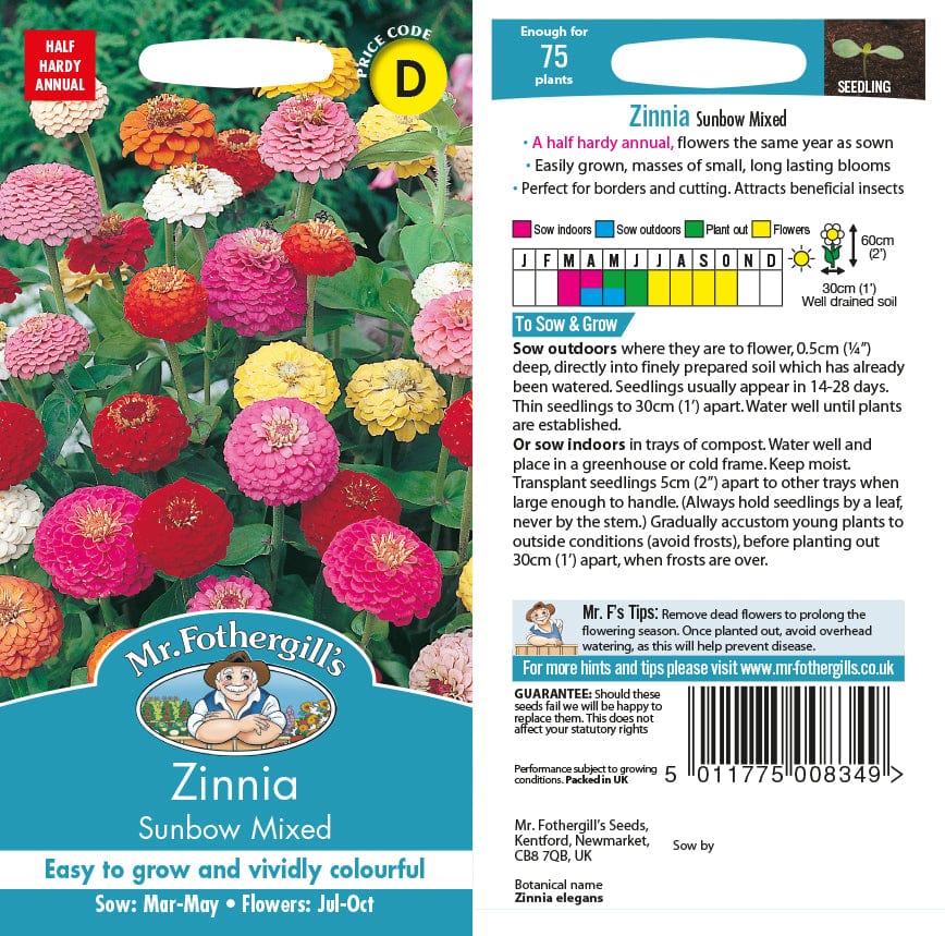 Zinnia Sunbow Mixed Seeds