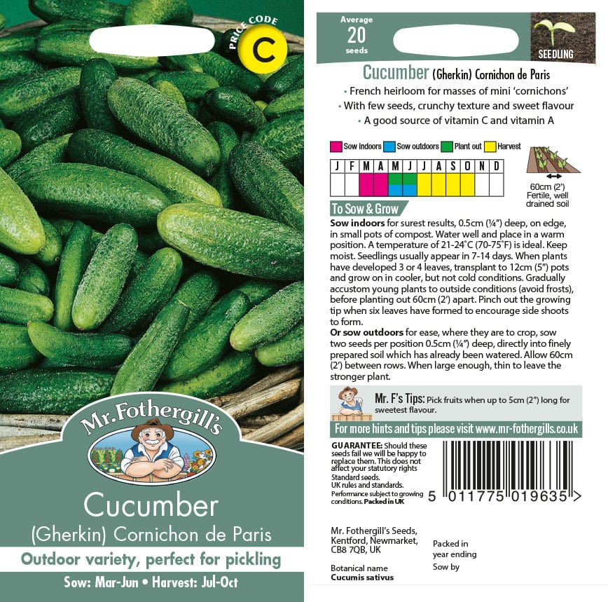 Cucumber (Gherkin) Cornichon de Paris Seeds