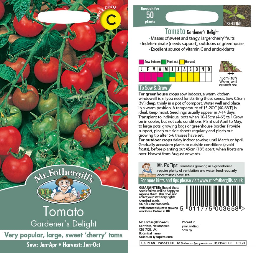 Tomato (Cherry) Gardener's Delight Seeds from Mr Fothergill's. | USA