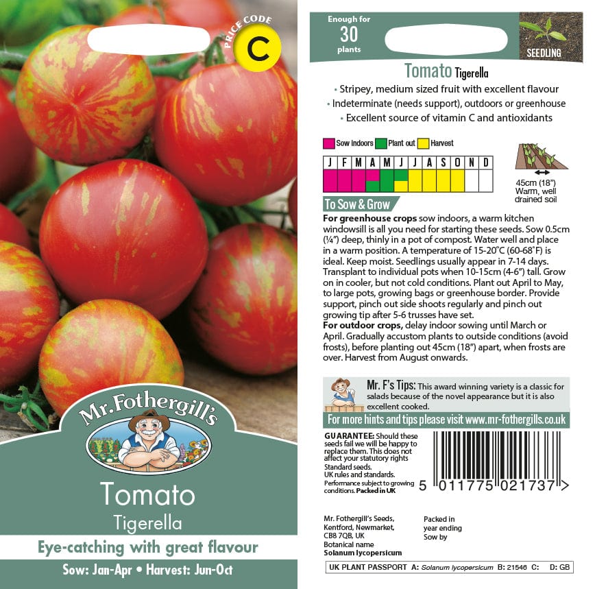 Tigerella Tomato Seeds | Vegetables | Mr Mr Fothergill's | USA