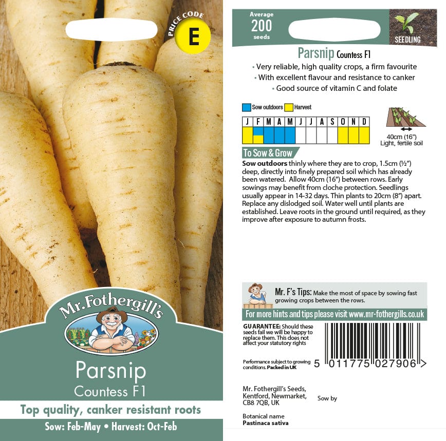 Parsnip Countess F1 Seeds | D.T. Brown Seeds | USA