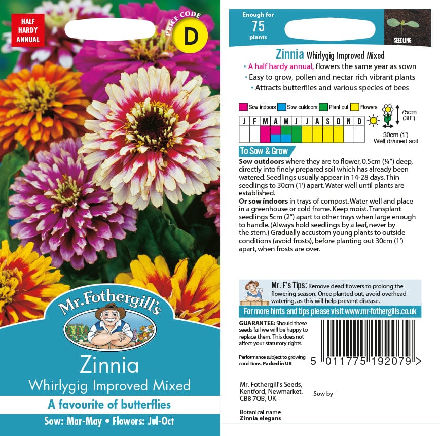 Zinnia Whirlygig Improved Mixed Seeds