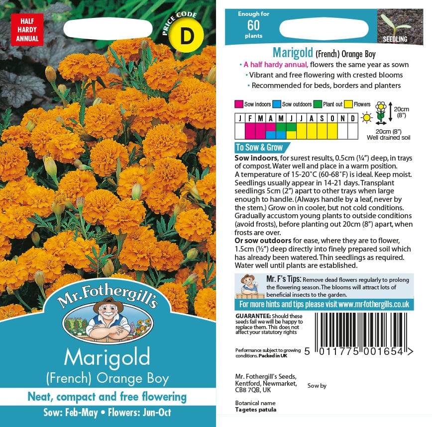 Marigold (French) Orange Boy Seeds