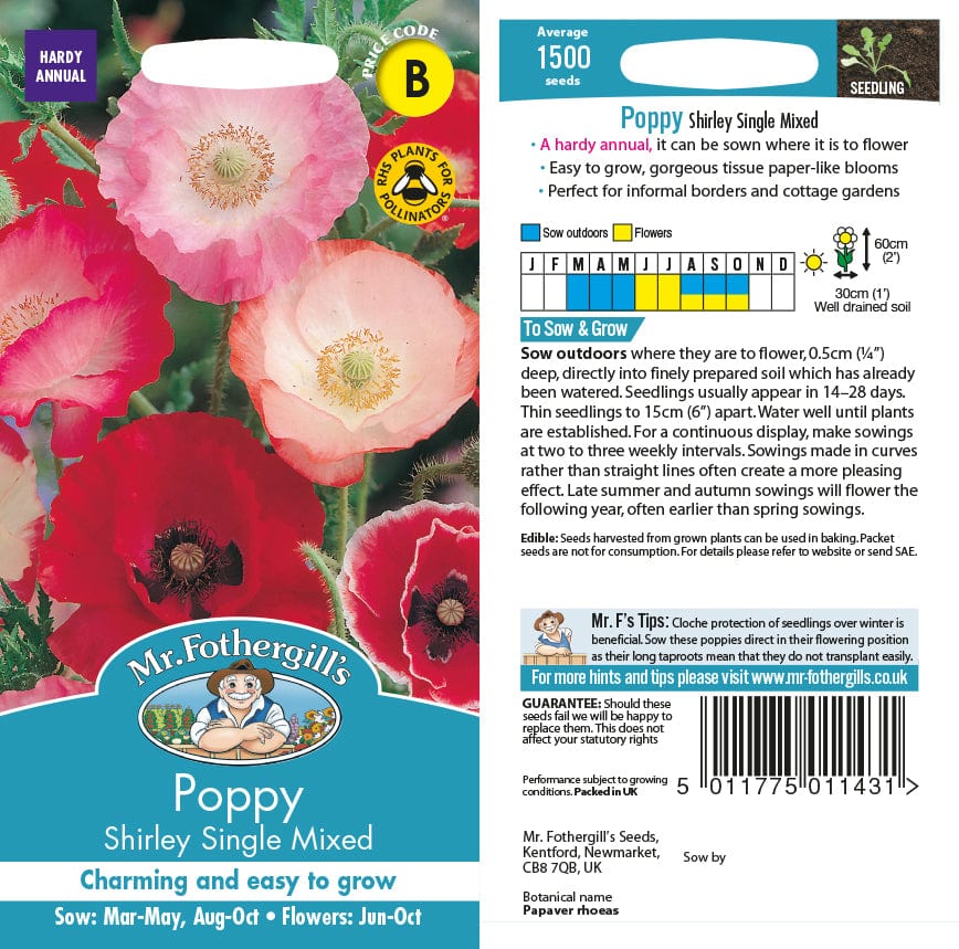 Poppy Shirley Single Mixed Seeds