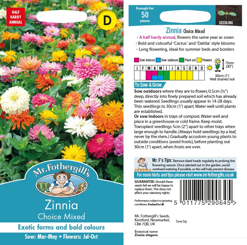 Zinnia Choice Mixed Flower Seeds