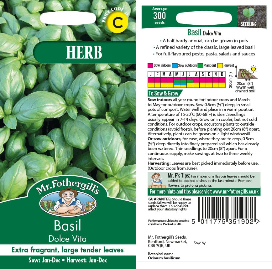 Basil Dolce Vita Herb Seeds