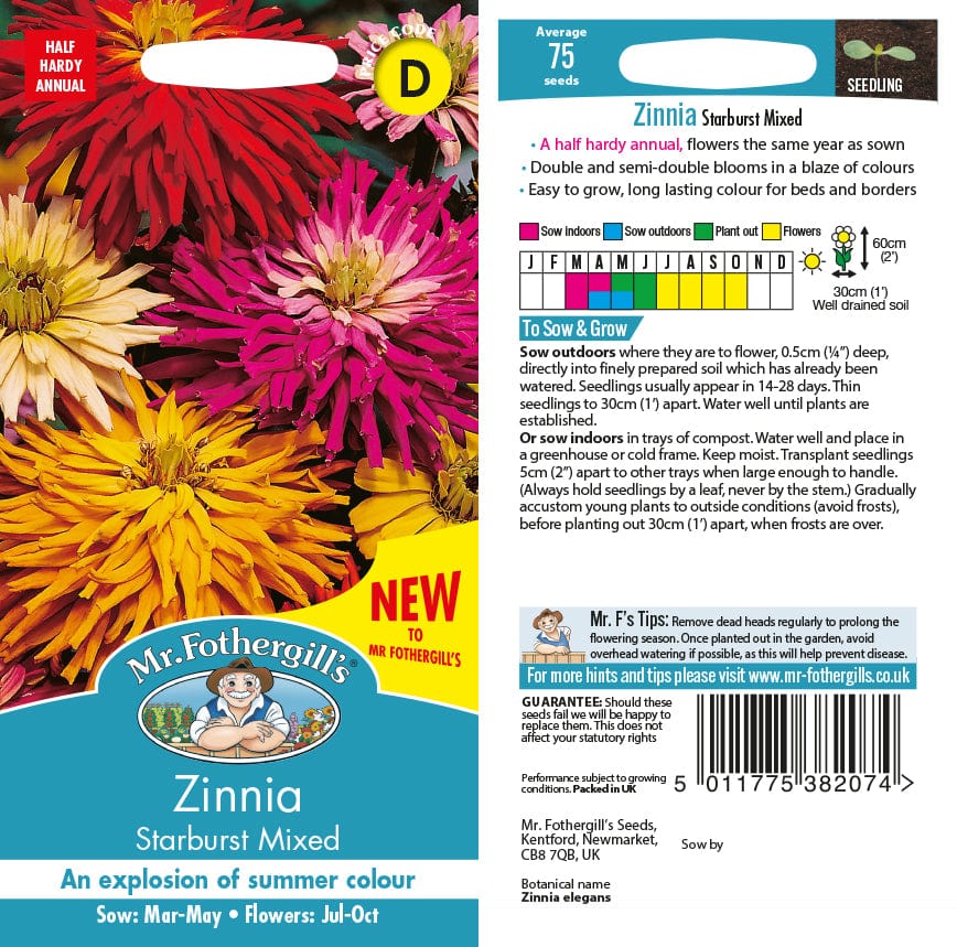 Zinnia Starburst Mixed Flower Seeds