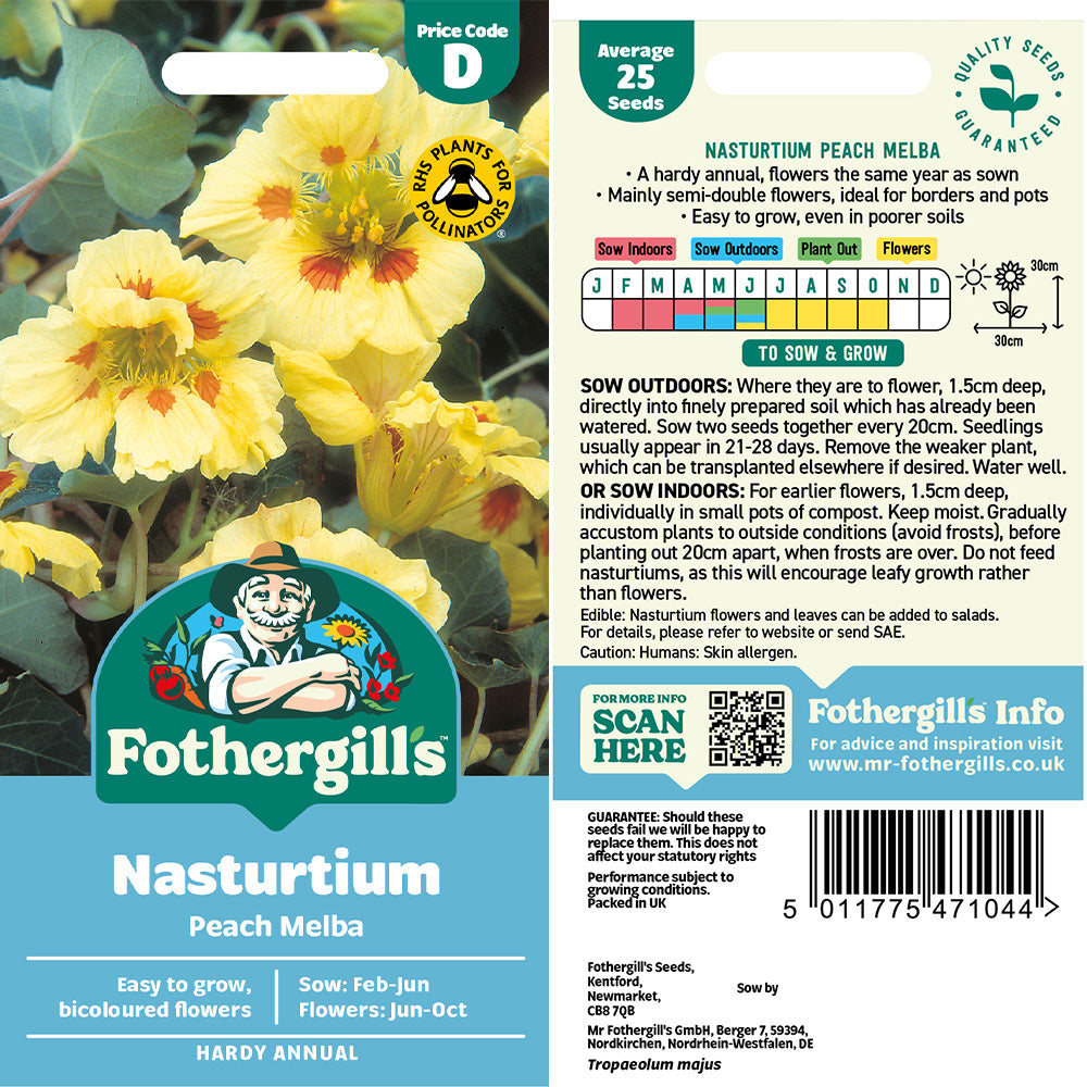 Nasturtium Peach Melba Seeds from Mr Fothergill's Seeds and Plants