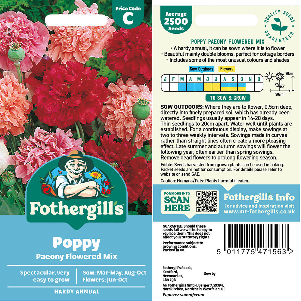 Poppy Paeony Flowered Mix Seeds
